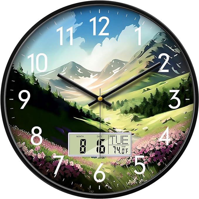 SCOAGE Digital Large Display Silent Wall Clock