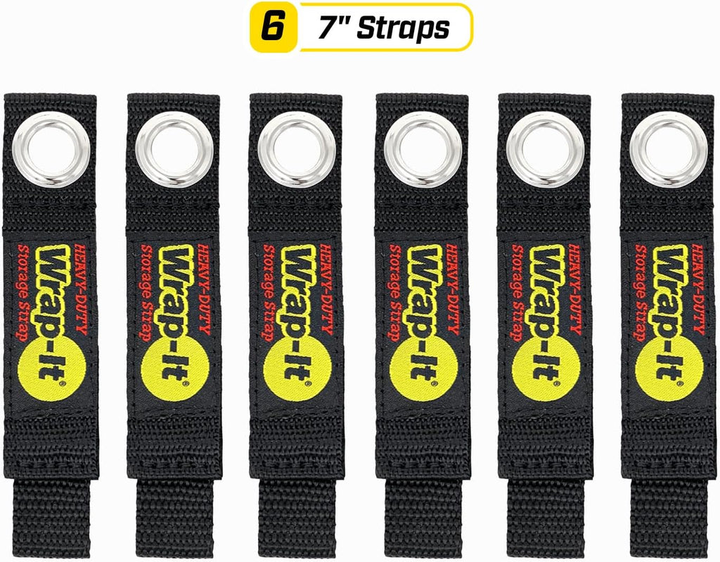 Heavy-Duty Wrap-It Storage Straps, 7-inch (6 Pack) - Hook and Loop Tool Cord Organizer, Extension Cord Hanger, Kitchen Cord Keeper, Cable Straps for Cords, Hoses, Rope, RV, and Garage Organization