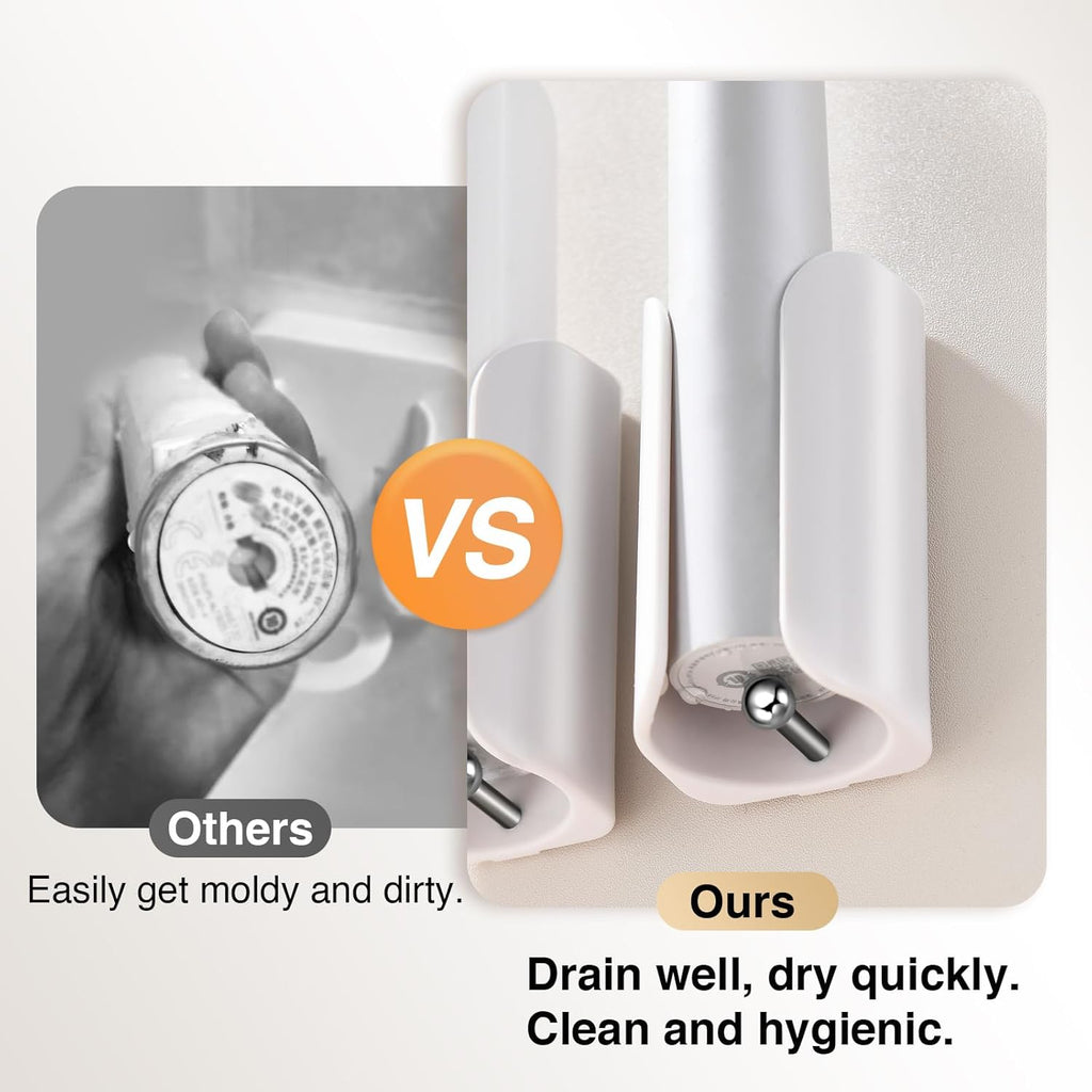 Electric Toothbrush Holder for Bathroom, Wall-Mounted Toothbrush Stand with Self-Adhesive, Compact Bathroom Caddy for Electric Toothbrushes (White-2pcs)