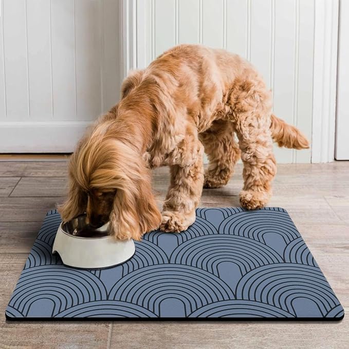 Dog Food Mats for Floors Absorbent, Pet Cat Food Mat - Quick Dry Dog Bowl Mats for Food and Water, Eco-Friendly Boho Pet Supplies