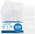 Spartan Industrial - 12” X 15” (500 Count) 2 Mil Clear Reclosable Zip Plastic Poly Bags with Resealable Lock Seal Zipper