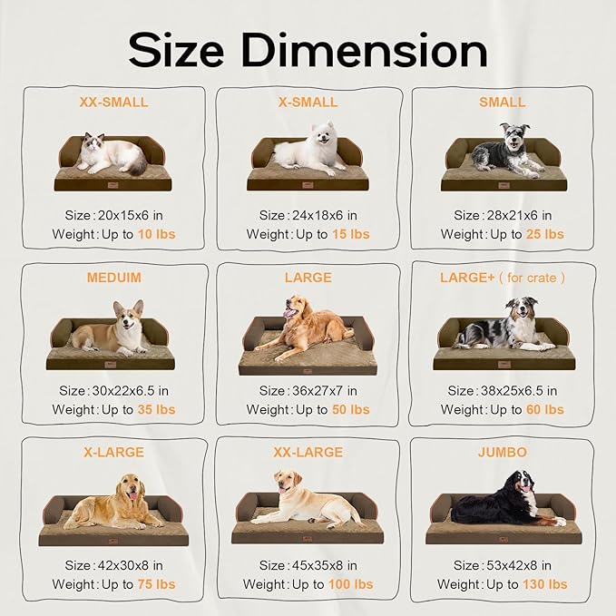 Small Dog Bed Orthopedic Washable Cat Bed Memory Foam Small Couch Sofa Indoor Comfy Pet Beds with Waterproof Removable Cover & Non-Slip Bottom