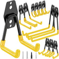 TICONN 12 Pack Heavy Duty Garage Hooks, Steel Utility Wall Storage Hooks, Wall Mount Hanger Organizer for Ladders, Bikes, Tools, Bulky Items (Set, Yellow)