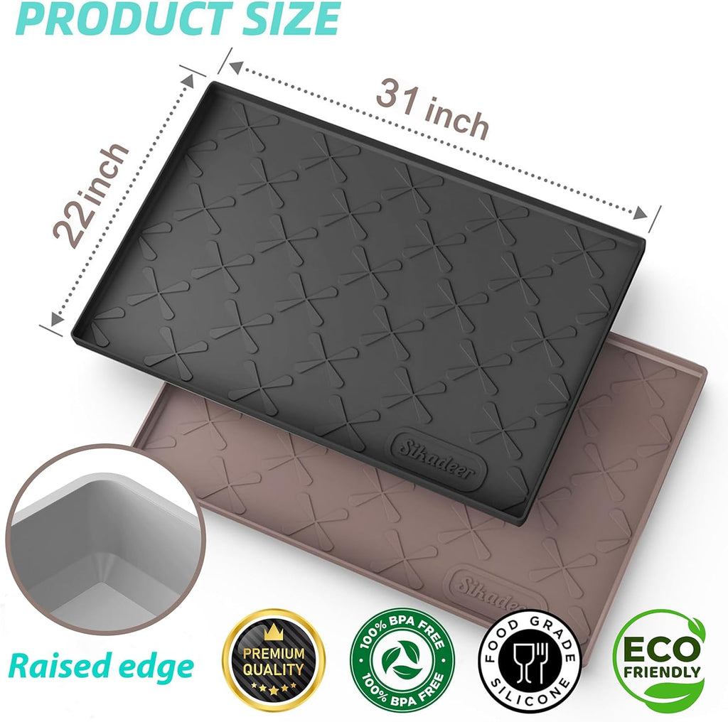 SIKADEER 31" x 22" Under Sink Mat Waterproof, Silicone Mat Kitchen Drawer Shelf and Cabinet Liner, Sink Protector for Kitchen Organizers and Storage, Boot Tray Pet Food Mats