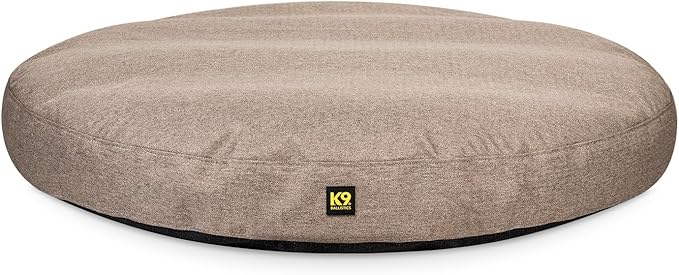 K9 Ballistics Tough Round Nesting Pillow Dog Bed - Removable Cover, Washable, Durable & Water Resistant Indoor/Outdoor Bed for Small Breeds & Puppies - S, Taupe Premium Finish