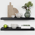 Homeforia Black Floating Shelves 30 inches Long, High End Solid Real Wood 30 inch Floating Shelf for Wall Mounted, Black Wooden 30in Floating Shelves, Heavy Duty Bracket, 30 X 6.5 X 1.75 in, Set of 3