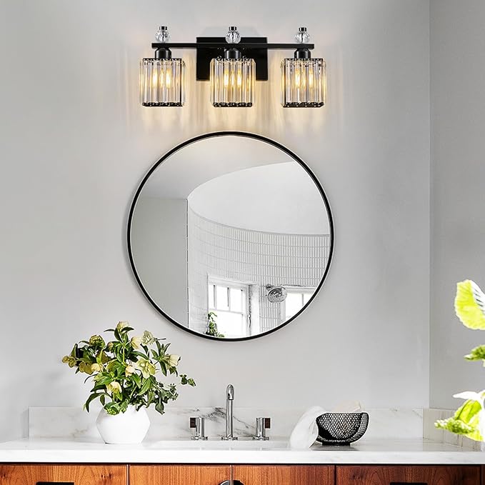 FDPBY Black Bathroom Vanity Lights Crystal Vanity Light Bathroom Lighting