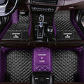 Custom Car Floor Mat Compatible with 97% Car Models Luxury Leather All Weather Waterproof Anti-Skid Full Coverage Car Mats (Purple with Black)