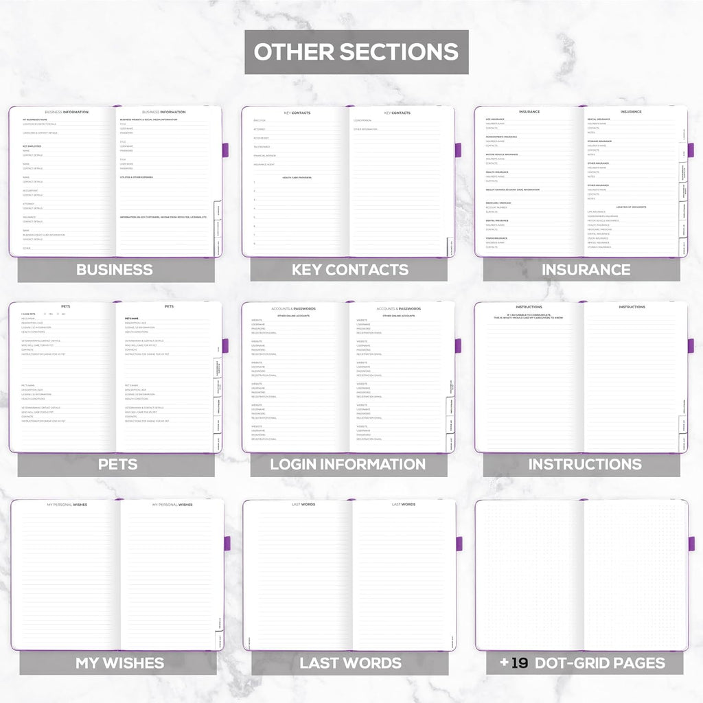 Clever Fox Large End of Life Planner – Guided Final Arrangements Organizer Notebook for Instructions, Beneficiary Info, Will Preparation, Last Wishes & Funeral Planning – 8.5" x 11" (Purple)