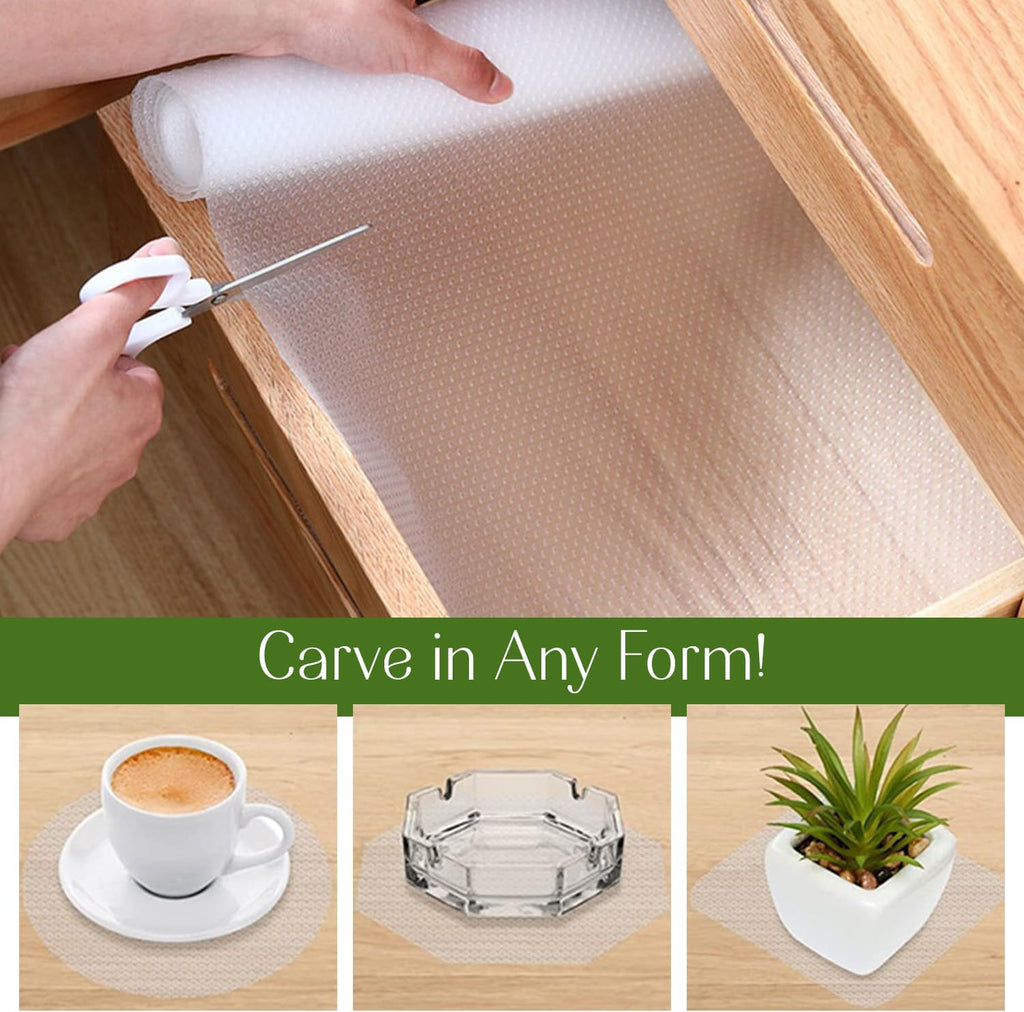 EVALAND Shelf Liners for Kitchen Cabinets Non-Adhesive 17.7" x 33 FT Clear Drawer Liner Non Slip, Washable Cabinet Liner, Waterproof Shelf Liners for Cabinets, Refrigerator Bathroom Pantry Cabinet Mat