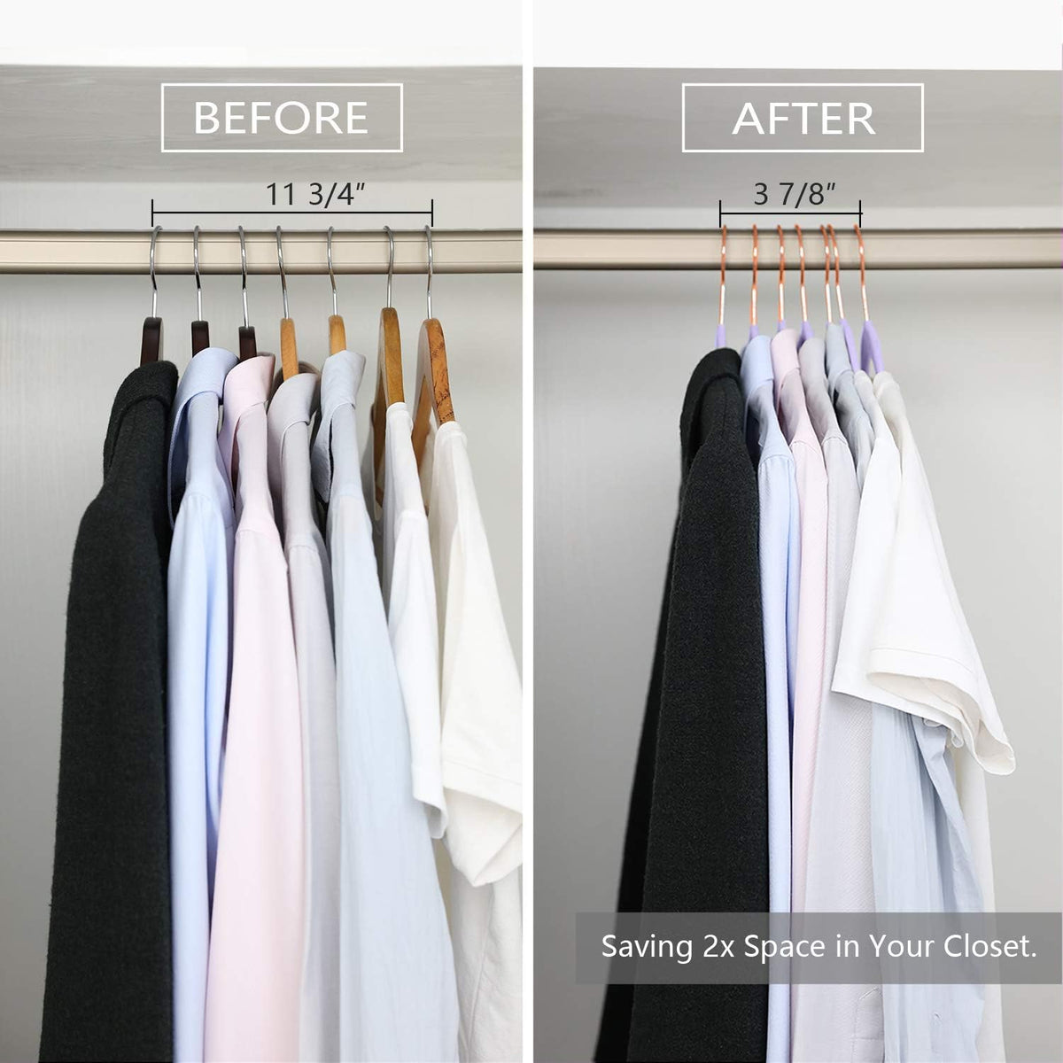 MIZGI Premium Velvet Hangers (50 Pack) Heavy Duty - Non Slip Felt Hangers - Velvet Suit Hanger Light Purple - Rose Gold Hooks,Space Saving Clothes Hanger