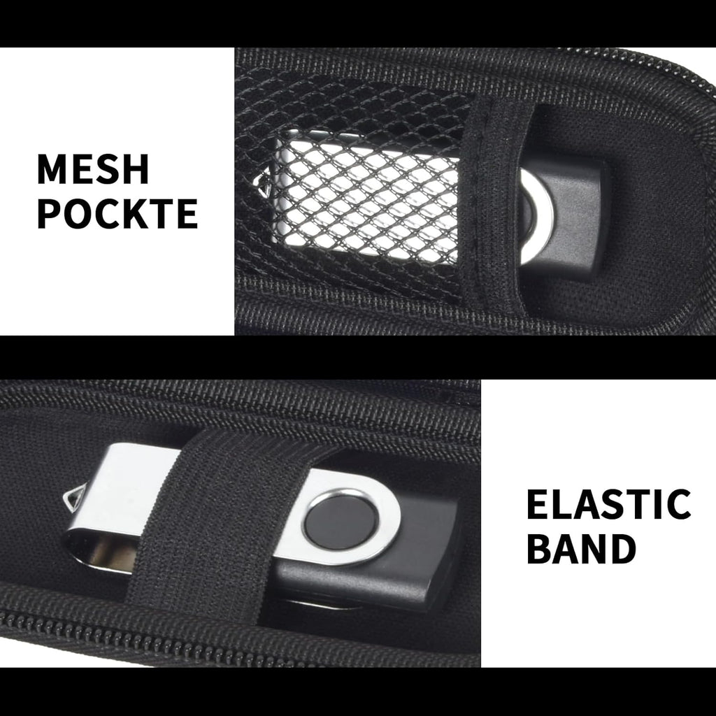 USB Flash Drive Case, SD Card Holder Compatible with Thumb Drive, Memory Cards, SDXC SDHC Storage Bag, Electronic Accessories Organizer for SanDisk for Samsung for Inland (All Black)