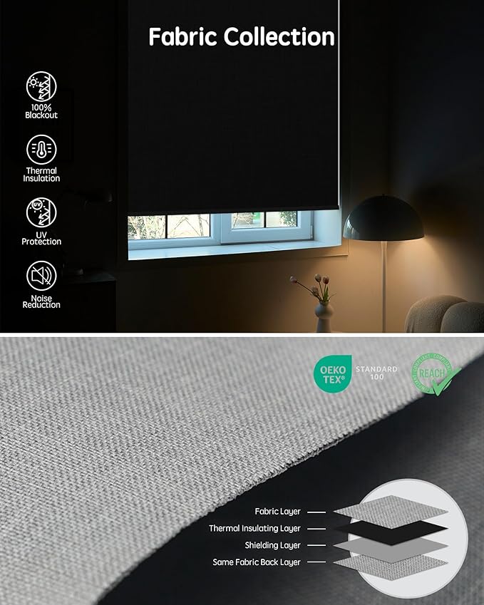 Yoolax Motorized Blinds with Remote, Automatic Window Shades Compatible with