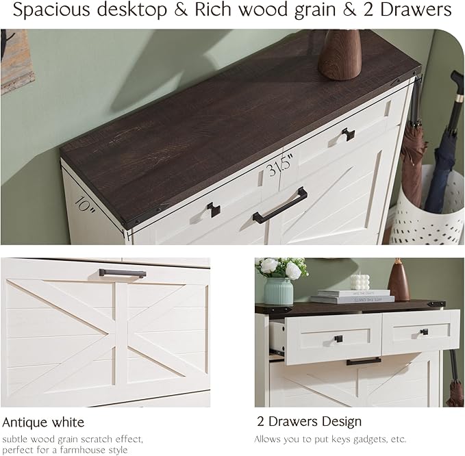 Shoe Storage Cabinet, Farmhouse Shoe Organizer