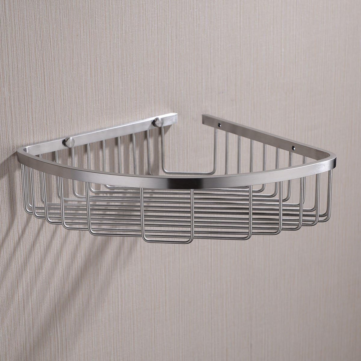 304 Stainless Steel Shower Caddy Corner Basket Shelf Bathroom Organizer Wall Mounted Storage, Brushed Nickel
