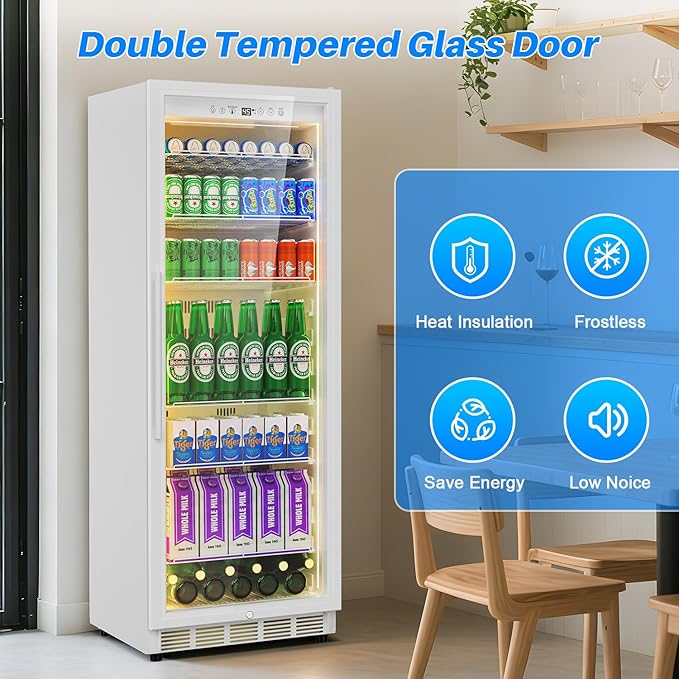 Commercial Display Beverage Fridge: 13.8 Cu Ft Upright Cooler