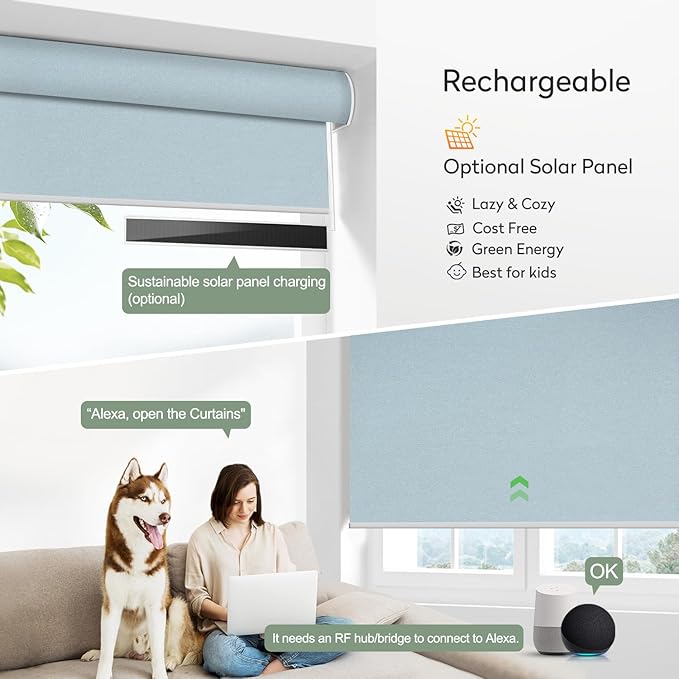 ZSHINE Motorized Blackout Window Blinds Customize Width Remote Control