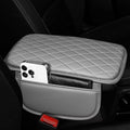 YORKNEIC Center Console Cover Fit for Lincoln Aviator Armrest Cover for Car with 2 Side Pockets Faux Leather Middle Console Cover (Grey)