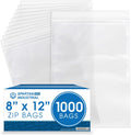 Spartan Industrial - 8” X 12” (1000 Count) 2 Mil Clear Reclosable Zip Plastic Poly Bags with Resealable Lock Seal Zipper