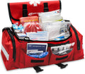MFASCO Comprehensive School Classroom First Aid Kit - Red First Aid Trauma Bag - Emergency Bag with 200+ Supplies for First Responder - Economical for Schools & Groups - 10.5 x 7 x 7.5