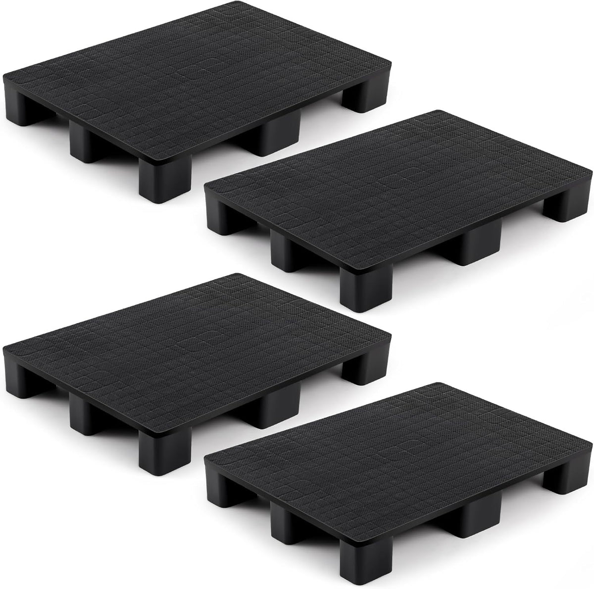 2 Pcs Plastic Pallet for Basement Storage Easy Stack Lightweight Floor Pallet Display Flooring Room Supermarket Christmas, Support up to 2000 Lbs (31.5'' L X 24'' W X 4.7'' H,Black)