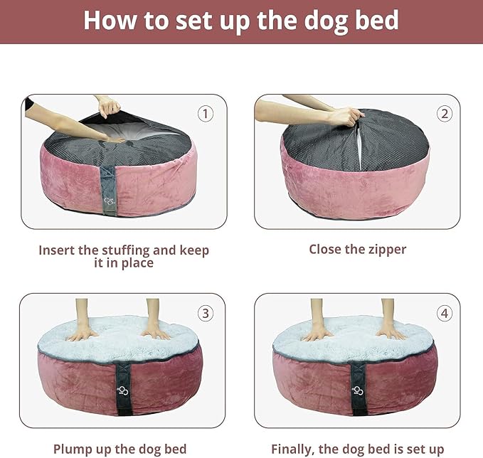 COZY ONE Mia Collection Self-Warming Oval Dog Bed - Ultra-Soft Plush Dream Pet Bed with Removable Velvet Cover - Cozy Dog Beds for X Large Dogs (42x36x12 Inch, Pink) - Made in USA