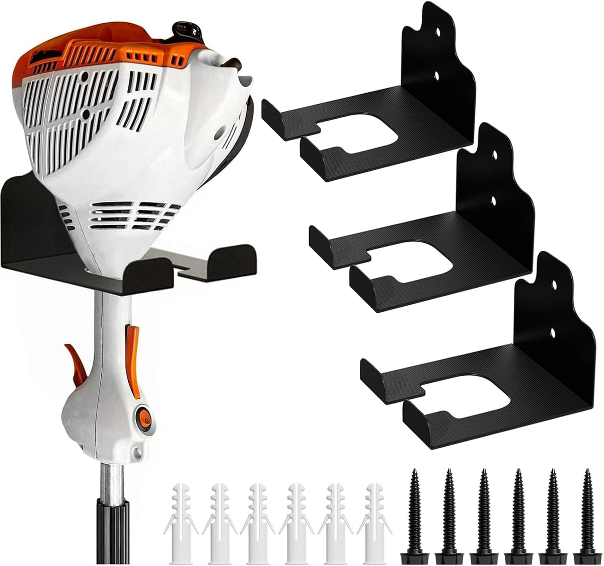 Garage Organizer Trimmer Rack, Garden Power Tool Hanger Weed Whackers Holder Wall Mounted for Grass Trimmer, Hedge Trimmer, Garage Trimmer, Garden Tools,3 Pack