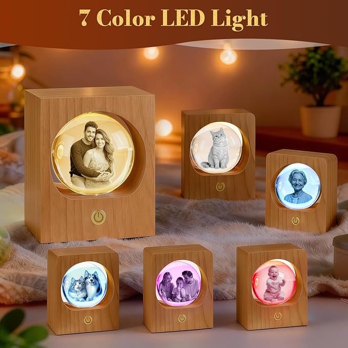 Gloryage Personalized 3D Crystal Photo Lamp – Custom Engraved Memory Ball