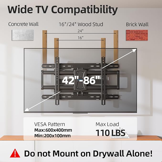 USX STAR Full Motion TV Wall Mount 24 inch Studs