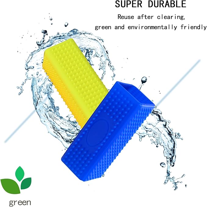2pcs Pet Dog Cat Hair Remover, Pet Hair Removal Tool, Hollow Cleaner Brush for car，Interior, Furniture, Sofa (blue and yellow)