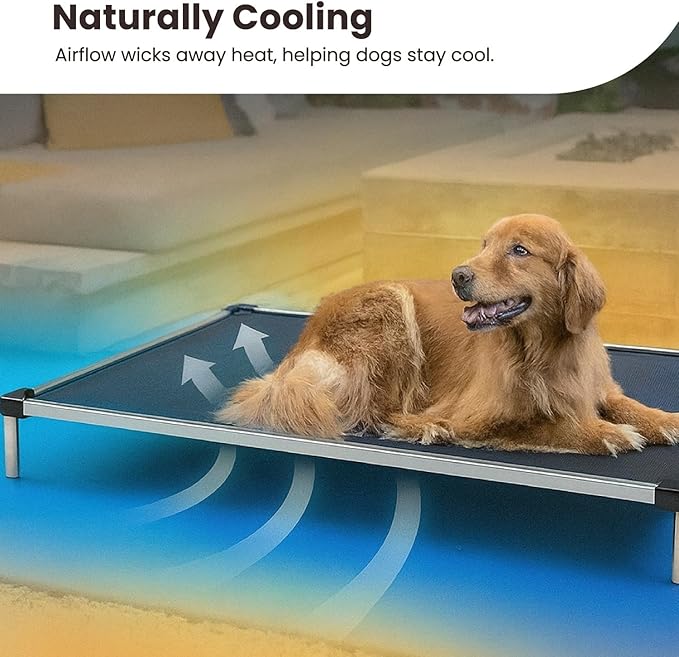 K9 Ballistics Chew Proof Elevated Outdoor Cooling Cot Bed for X Large Dogs - Virtually Indestructible, Preassembled, Withstands Aggressive Chewers - XL, Ripstop Blue Quartz