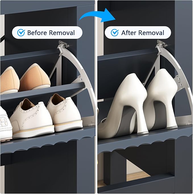 Shoe Cabinet Storage for Entryway, Fluted Shoe Cabinet