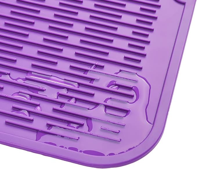 Silicone Dish Drying Mat for Multiple Usage,Easy clean,Eco-friendly,Heat-resistant Silicone Mat for Kitchen Counter or Sink,Refrigerator or Drawer Liner Purple 2XL 24 inches x 18 inches