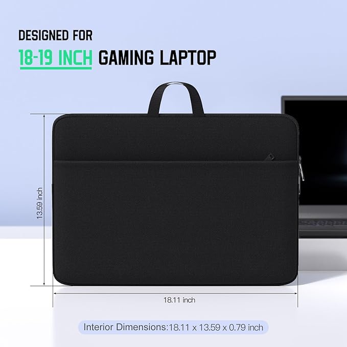 18-19 inch Laptop Sleeve Gaming Computer Case Compatible with Alienware M18 R2 R1/18 Area-51, ASUS ROG Strix Scar 18/ G18, MSI Titan 18 HX Carrying Travel Bag