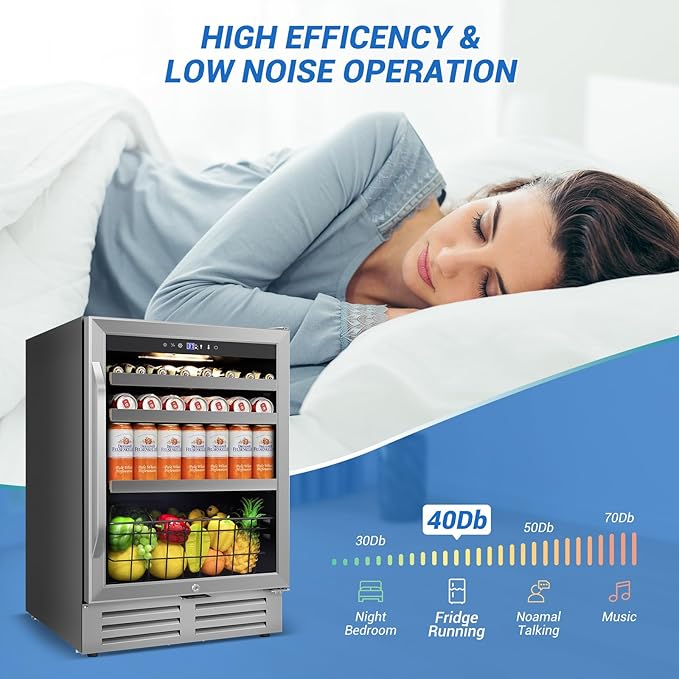 24" Beverage Refrigerator Undercounter | 180 Can Capacity | Built-In