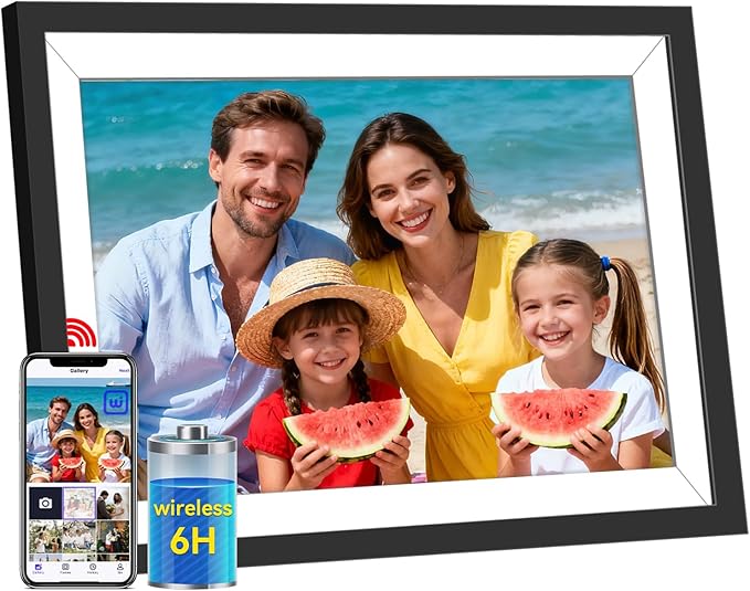 UHALE Battery Power Digital Picture Frame, 10.1'' 1920x1080 HD IPS Touch Screen
