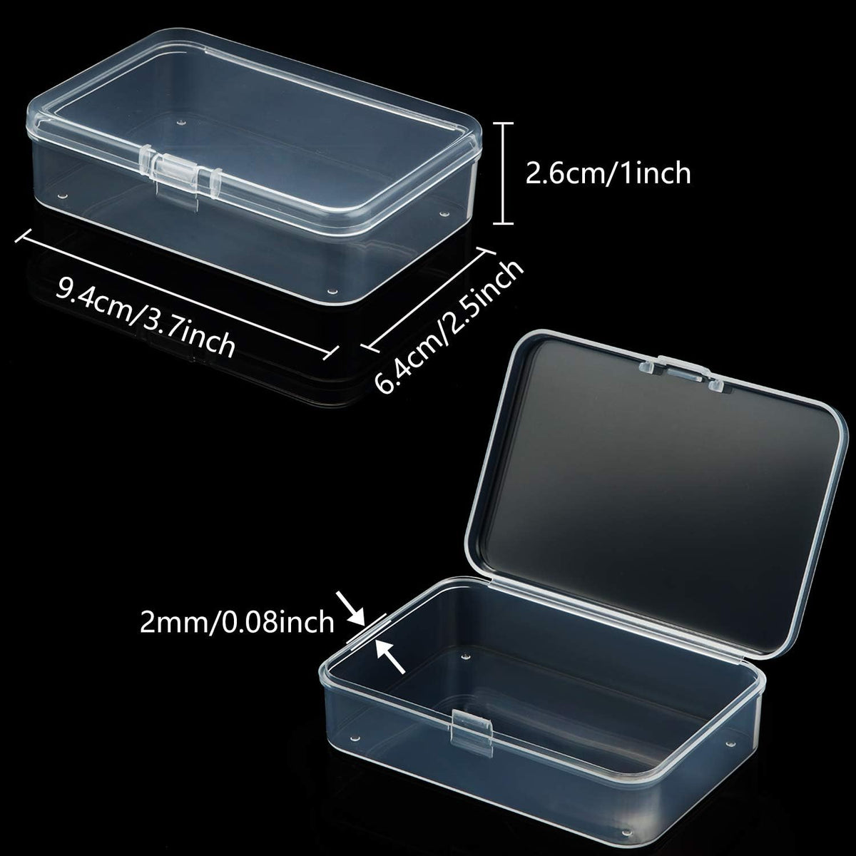 SATINIOR 24 Packs Small Clear Plastic Beads Storage Containers Box with Hinged Lid for Storage of Small Items, Crafts, Jewelry, Hardware (3.7 x 2.5 x 1 Inches)