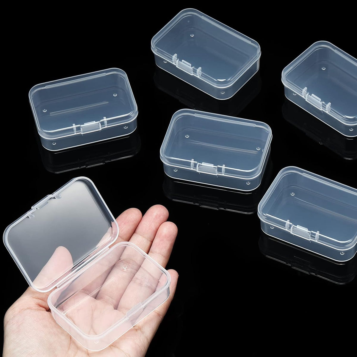 SATINIOR 24 Packs Small Clear Plastic Beads Storage Containers Box with Hinged Lid for Storage of Small Items, Crafts, Jewelry, Hardware (2.5 x 1.7 x 0.8 Inches)