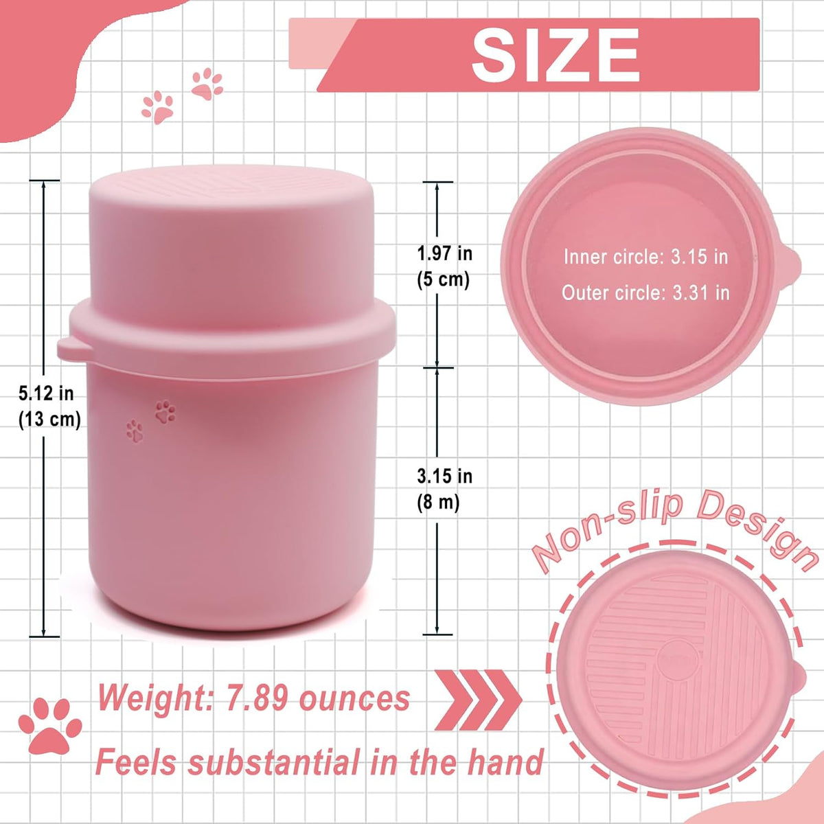 Original Canned Dog Food Storage Container | Silicone Can Cover Pet Food Sealer | BPA Free, Airtight, Dishwasher & Freezer Safe (Pink)