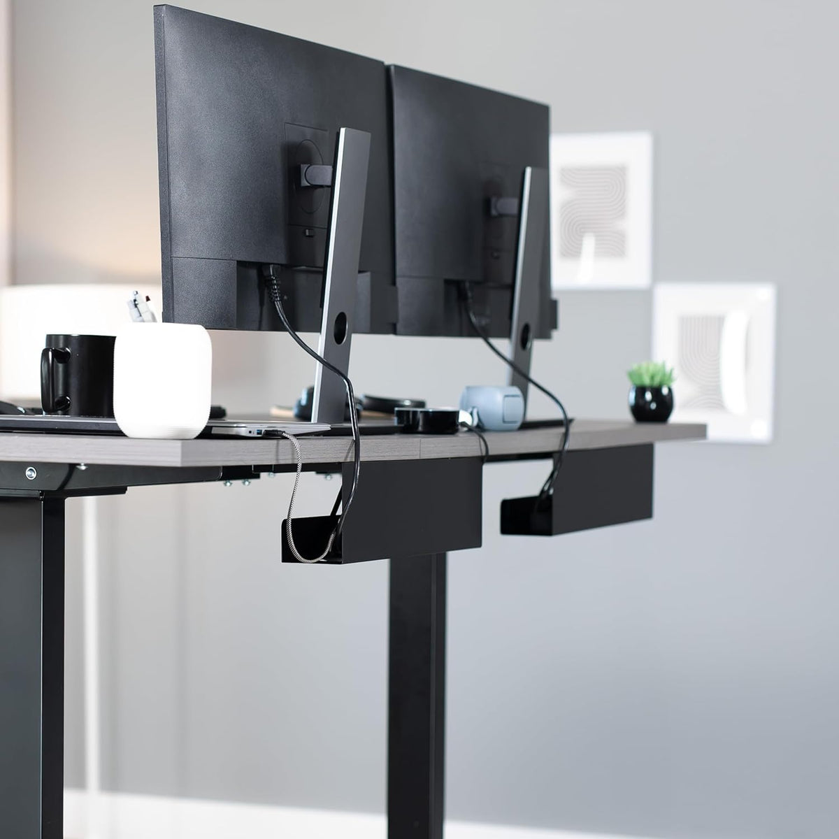 VIVO Under Desk 17 inch Cable Management Trays, Power Strip Holders, Cord Organizers, Wire Tamers for Office and Home, Black, 2 Pack, DESK-AC06-2C