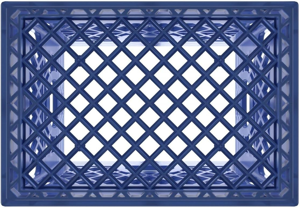 Heavy Duty Plastic Storage Milk Crates, Stackable Utility Organizer Bins, 19x11x13 Inches, 6 Pack, Made in USA, 24 Qt/6 Gallon Capacity (Blue)