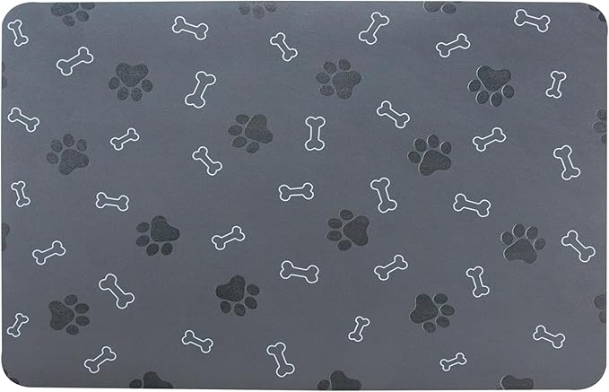Pet Cat Dog Food Mat Non Slip Mat for Dog Water Bowl Mat Quick Dry Absorbent Cat Feeding Mat, 18.1 * 11.8 in, Dark Grey