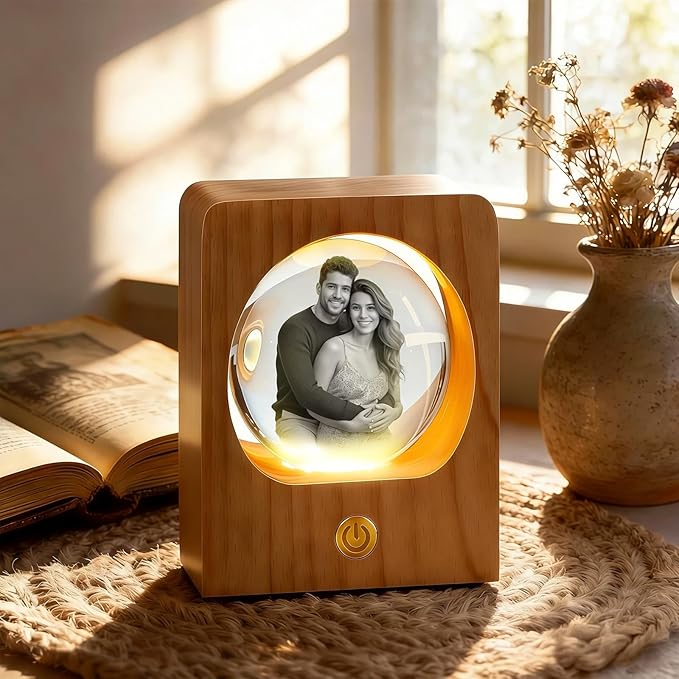 Gloryage Personalized 3D Crystal Photo Lamp – Custom Engraved Memory Ball