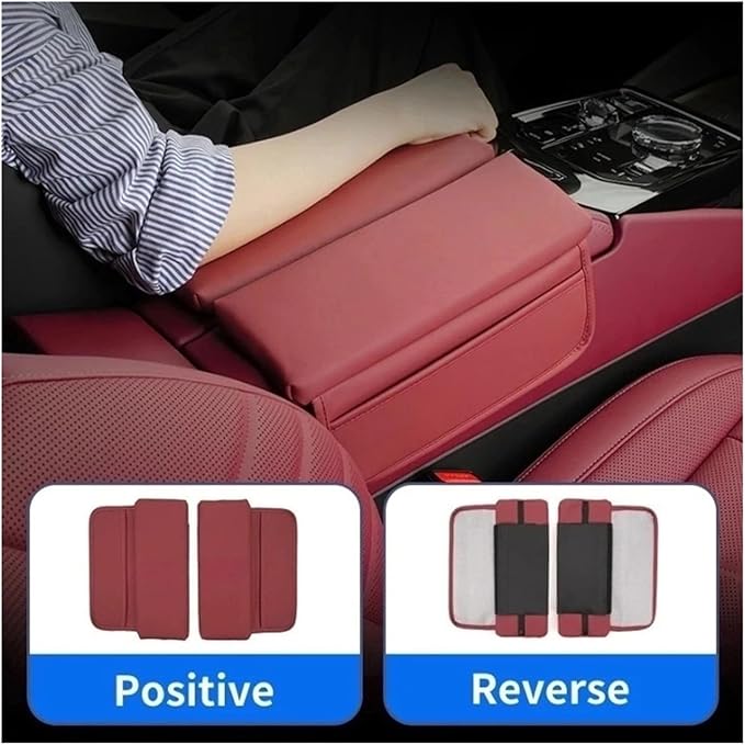 Car Center Console Armrest Cushion, Leather Armrest Box Pad, Split Pad Compatible with Genesis Coupe G70 G80 G90 GV60 GV70 GV80 EV BH GV90, Car Interior Accessories(Red)
