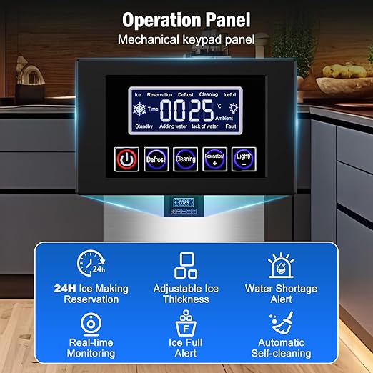Commercial Ice Maker Machine 350 Lbs/24H, 60 Lbs Ice Bin, Undercounter Ice