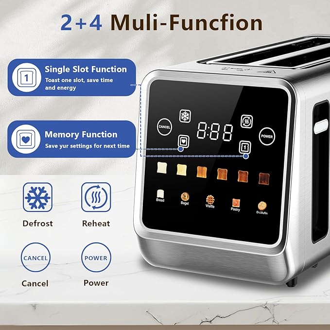 Smart Toaster 4 Slice, Touch Screen, Digital Toasters