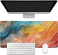 Abstract Marble Desk Mat, Large Gaming Mouse Pad, Non-Slip Rubber Base Pad with Stitched Edges for Home Decor - 35.4" x 15.7"