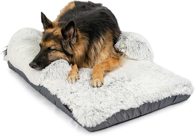 Best Friends by Sheri Nap Mat Dog Bed with Bolster - Washable Crate Pad, Removable Cover, Frost, Large, 36x21