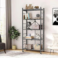Himix Storage Shelves with 20 Hooks, 5-Tier Foldable Shelves