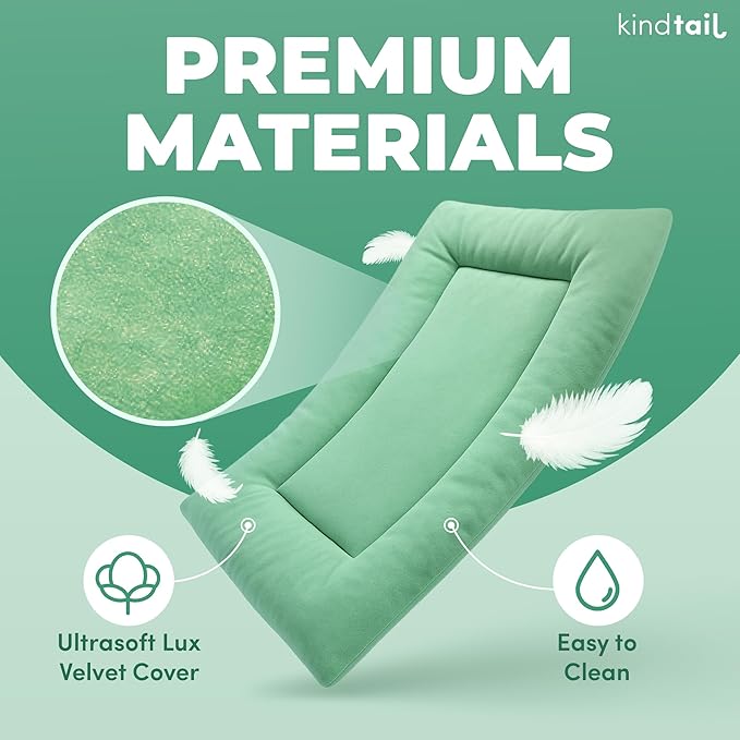 KindTail Dog Crate Pad - Soft Velvet, Reversible Bed - Machine Washable Kennel Mat for Pets up to 15 lbs, Mattress for Cozy Sleeping - 20” x 15” x 1” (Dark Grey, Small)